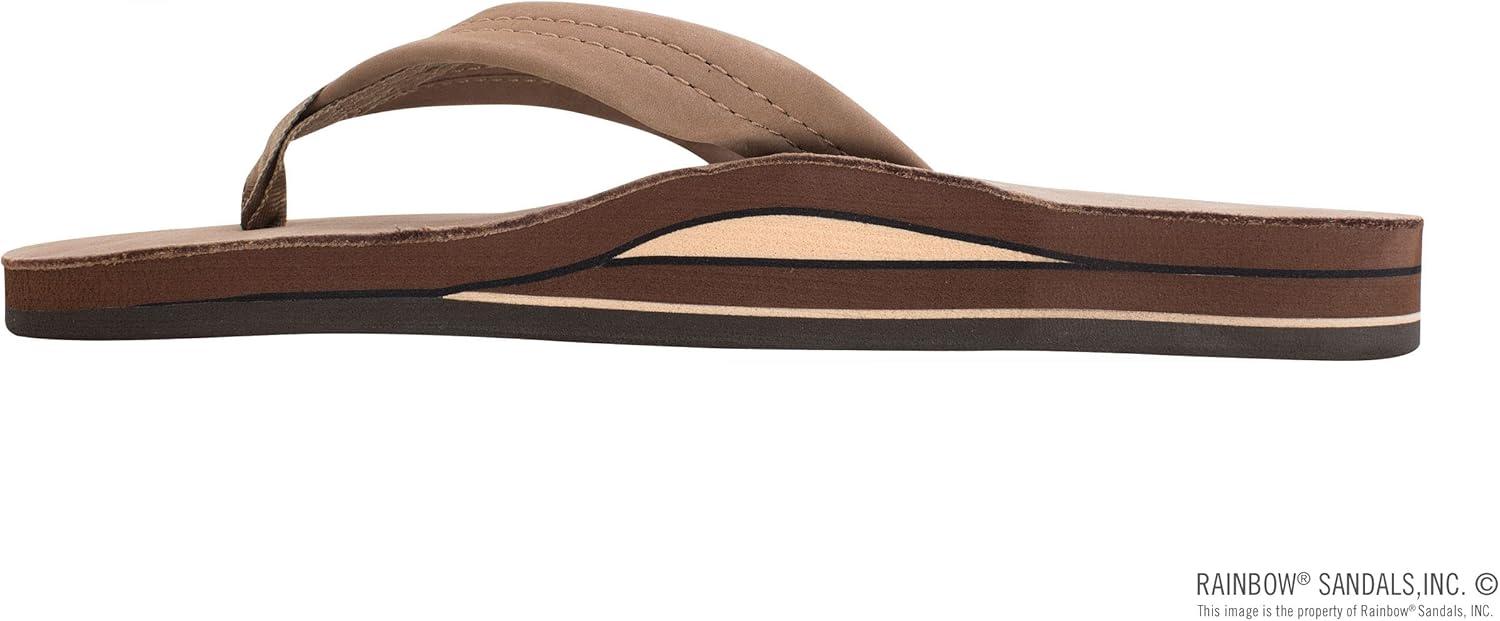Rainbow Sandals Men’s Double Layer Leather w/Arch Support(Dark Brown)