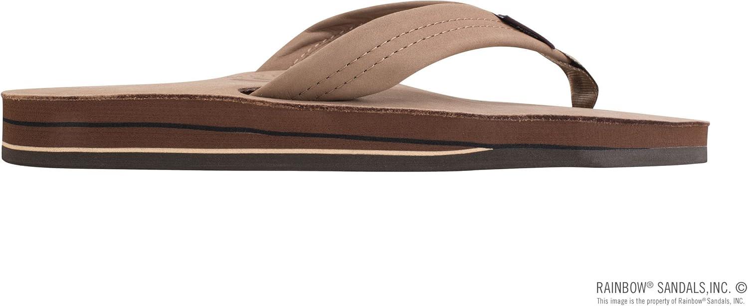 Rainbow Sandals Men’s Double Layer Leather w/Arch Support(Dark Brown)