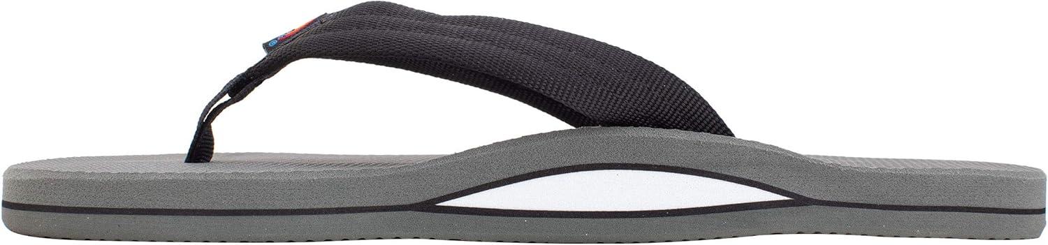 Rainbow Sandals Men’s Single Layer Soft Top 1″ EVA Rubber Filled Nylon Strap(Black/Grey)