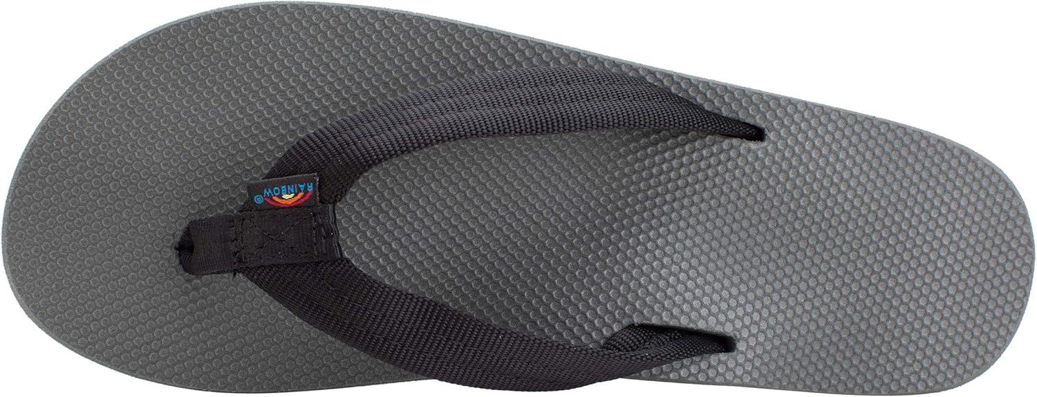 Rainbow Sandals Men’s Single Layer Soft Top 1″ EVA Rubber Filled Nylon Strap(Black/Grey)