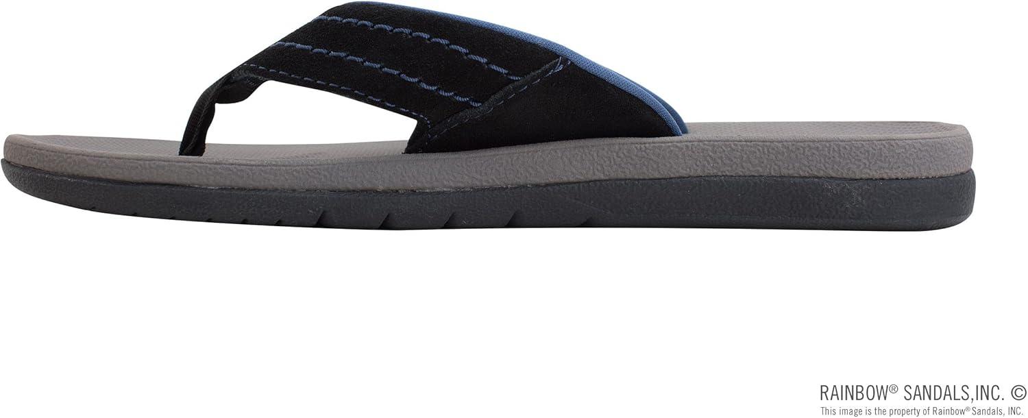 Rainbow Sandals Men’s East Cape Molded Rubber Sandal(Black/Blue Strap W/Grey Top)