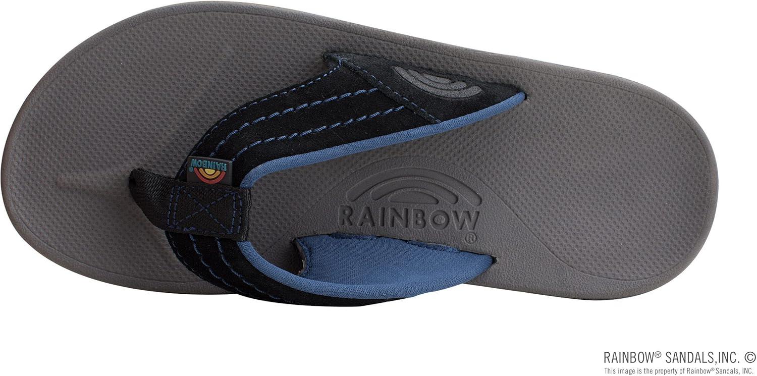 Rainbow Sandals Men’s East Cape Molded Rubber Sandal(Black/Blue Strap W/Grey Top)