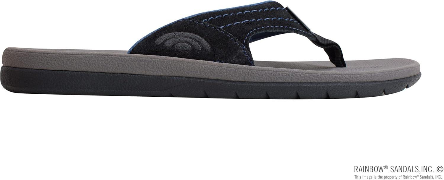 Rainbow Sandals Men’s East Cape Molded Rubber Sandal(Black/Blue Strap W/Grey Top)