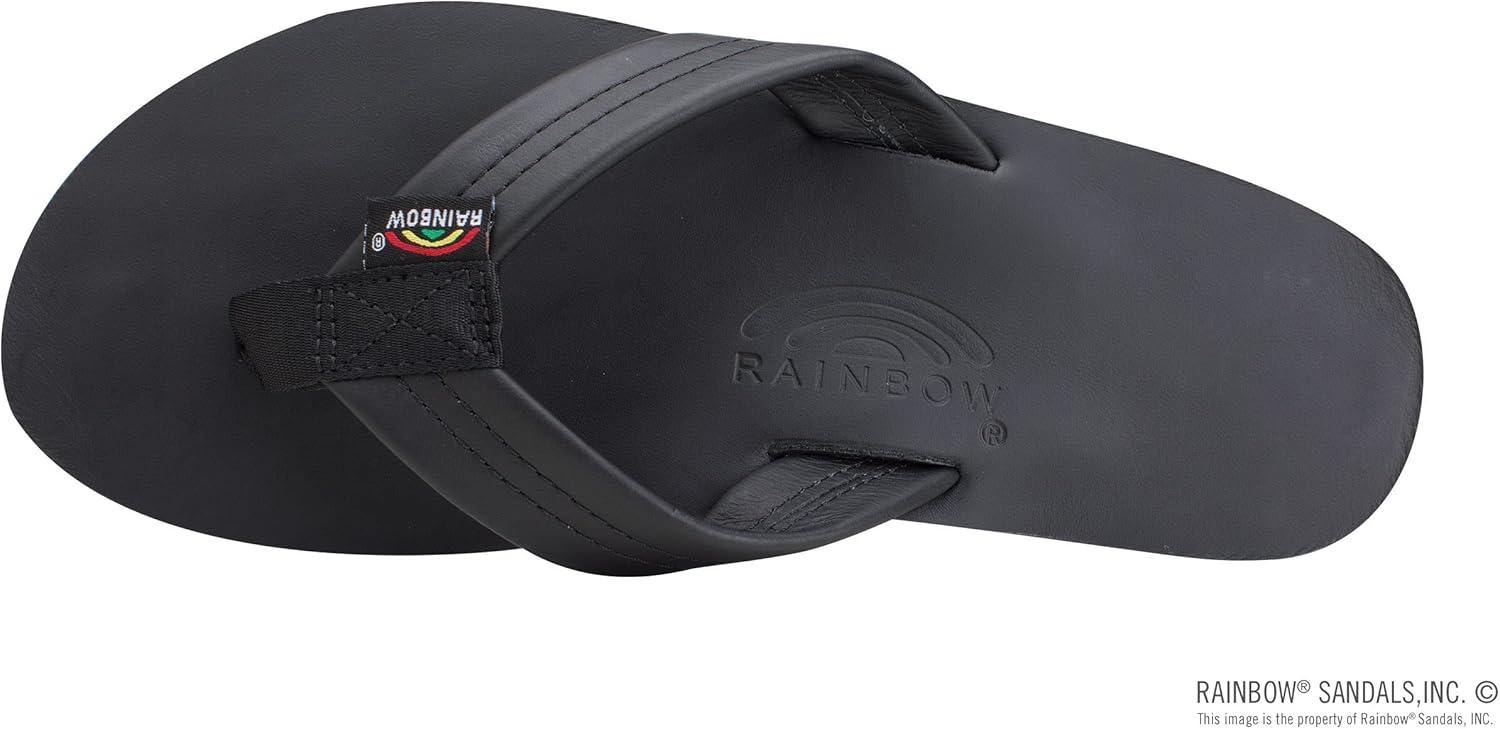 Rainbow Sandals Men’s Single Layer Premier Leather(Black/Rasta)