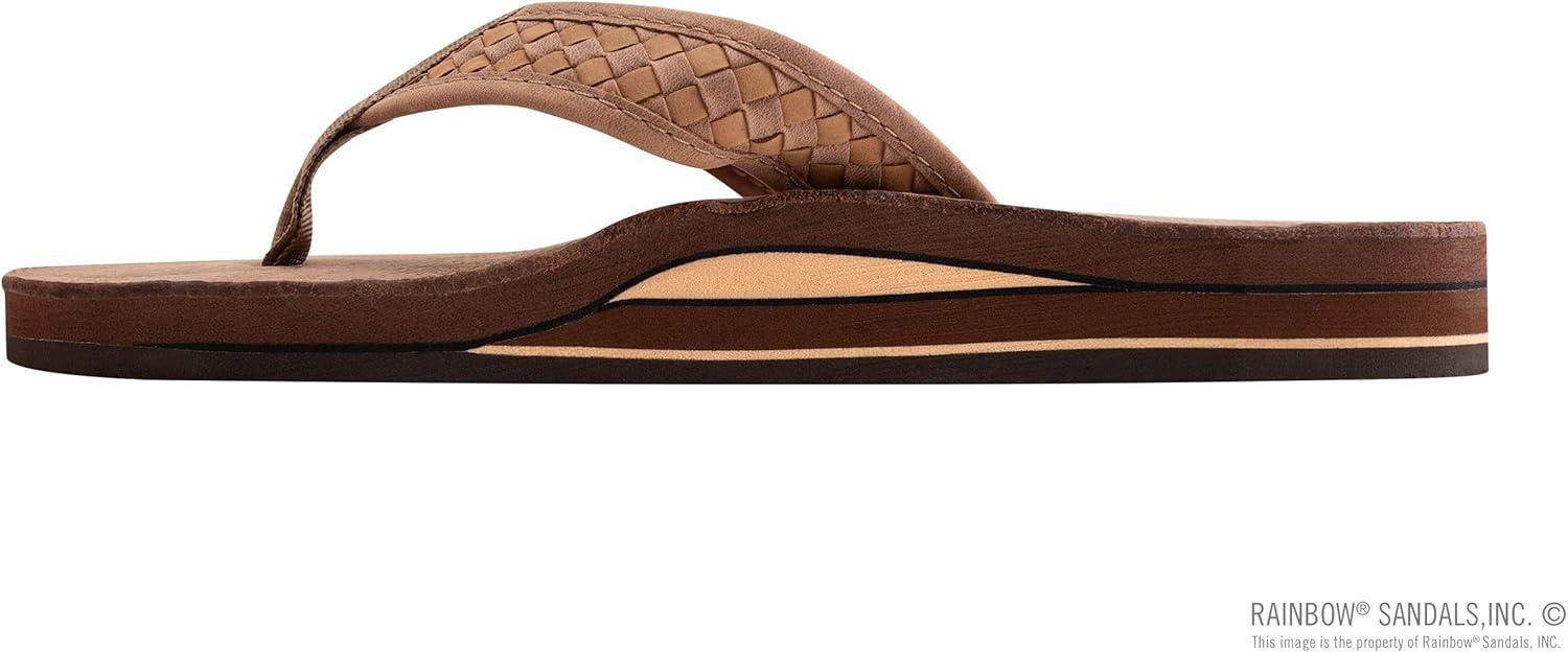 Rainbow Sandals Mens The Bentley Luxury Leather – Double Layer Arch Hand Woven Strap(Nogales Wood)