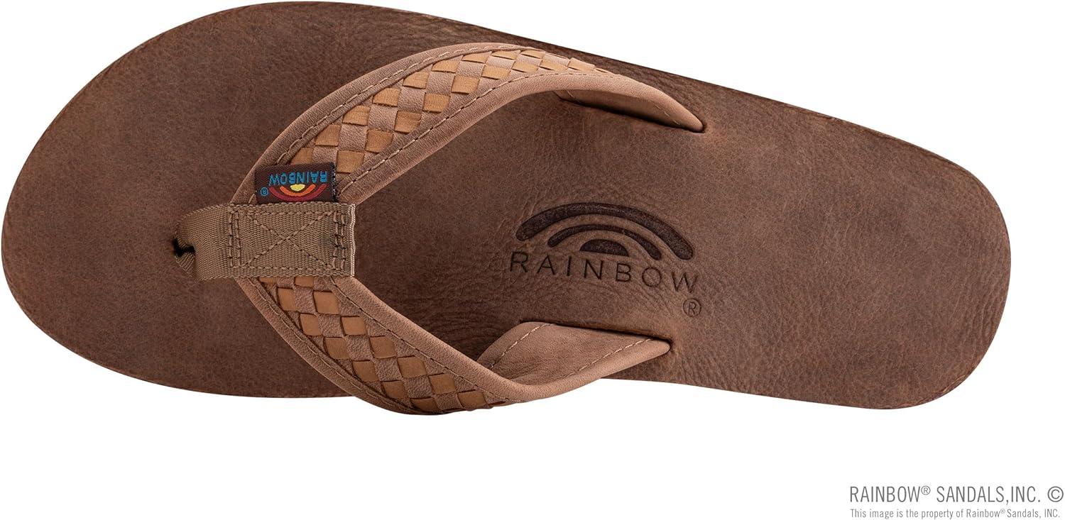 Rainbow Sandals Mens The Bentley Luxury Leather – Double Layer Arch Hand Woven Strap(Nogales Wood)