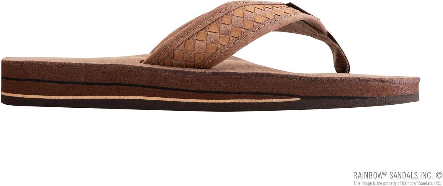 Rainbow Sandals Mens The Bentley Luxury Leather – Double Layer Arch Hand Woven Strap(Nogales Wood)