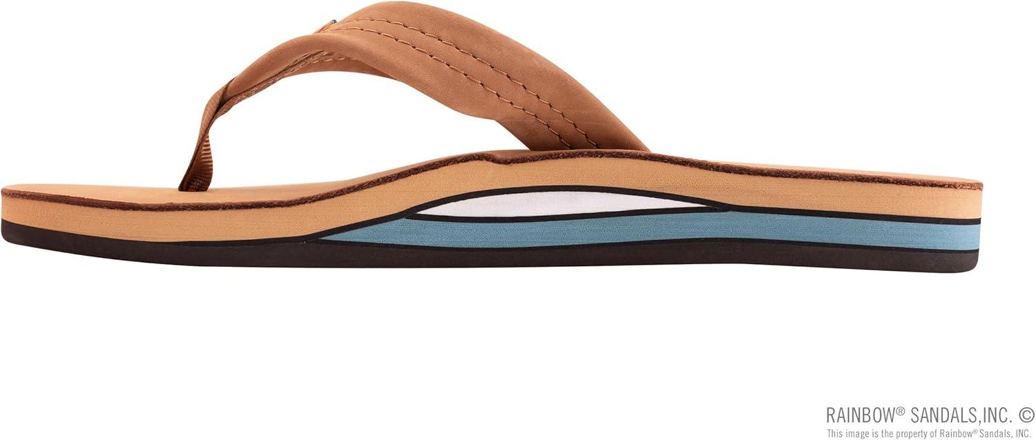 Rainbow Sandals Men’s Double Layer Leather w/Arch Support(Tan/Blue)
