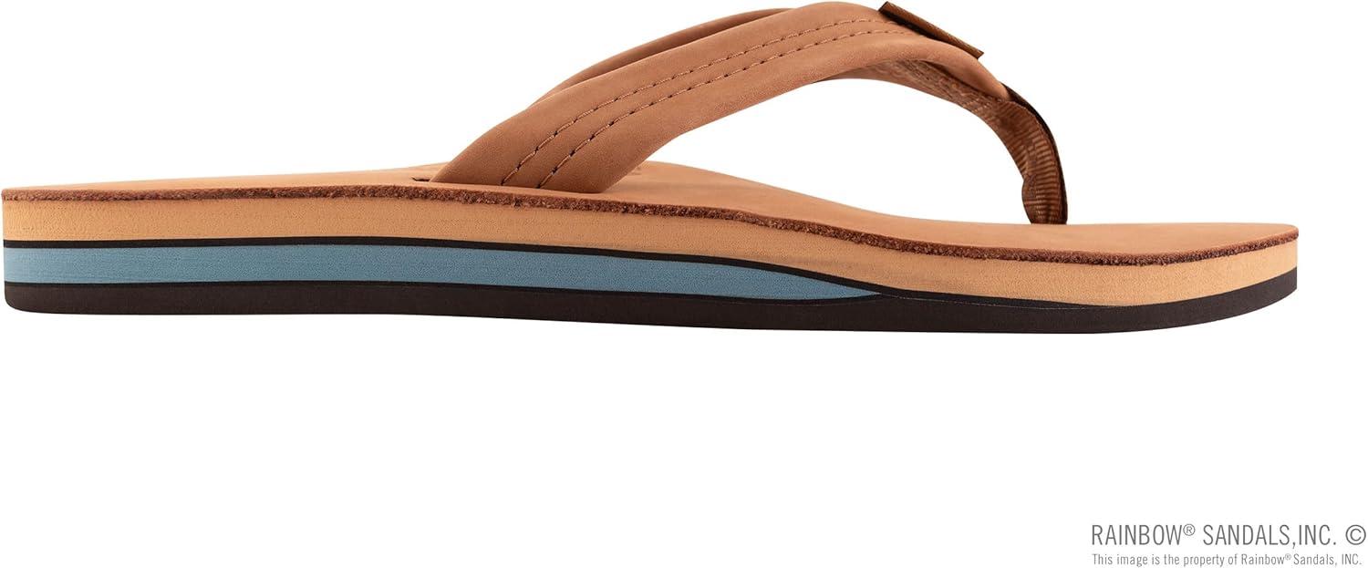 Rainbow Sandals Men’s Double Layer Leather w/Arch Support(Tan/Blue)