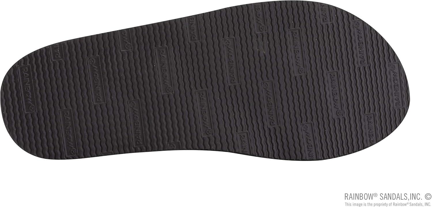 Rainbow Sandals Mens The Bentley Luxury Leather – Single Layer Arch Hand Woven Strap(Black/Grey)
