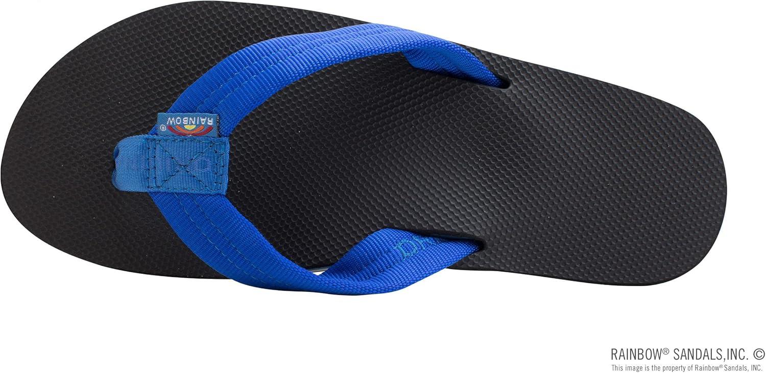 Rainbow Sandals Men’s Single Layer Soft Top 1″ EVA Rubber Filled Nylon Strap(Blue/Black)