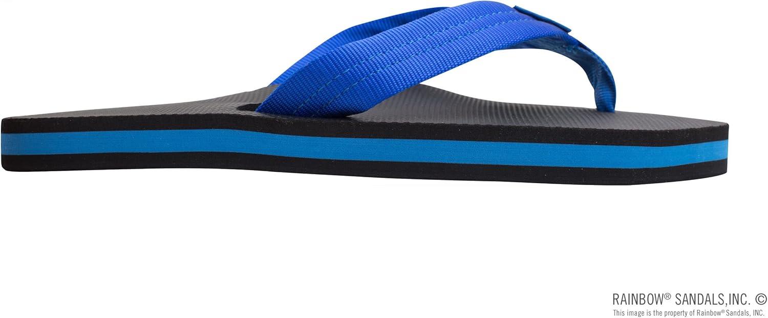 Rainbow Sandals Men’s Single Layer Soft Top 1″ EVA Rubber Filled Nylon Strap(Blue/Black)