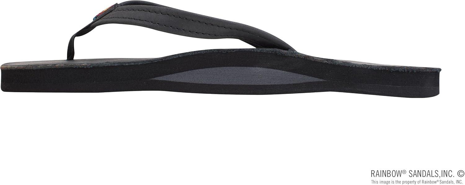 Rainbow Sandals Women’s Single Layer Leather Sandal Narrow Strap(Black Noir)