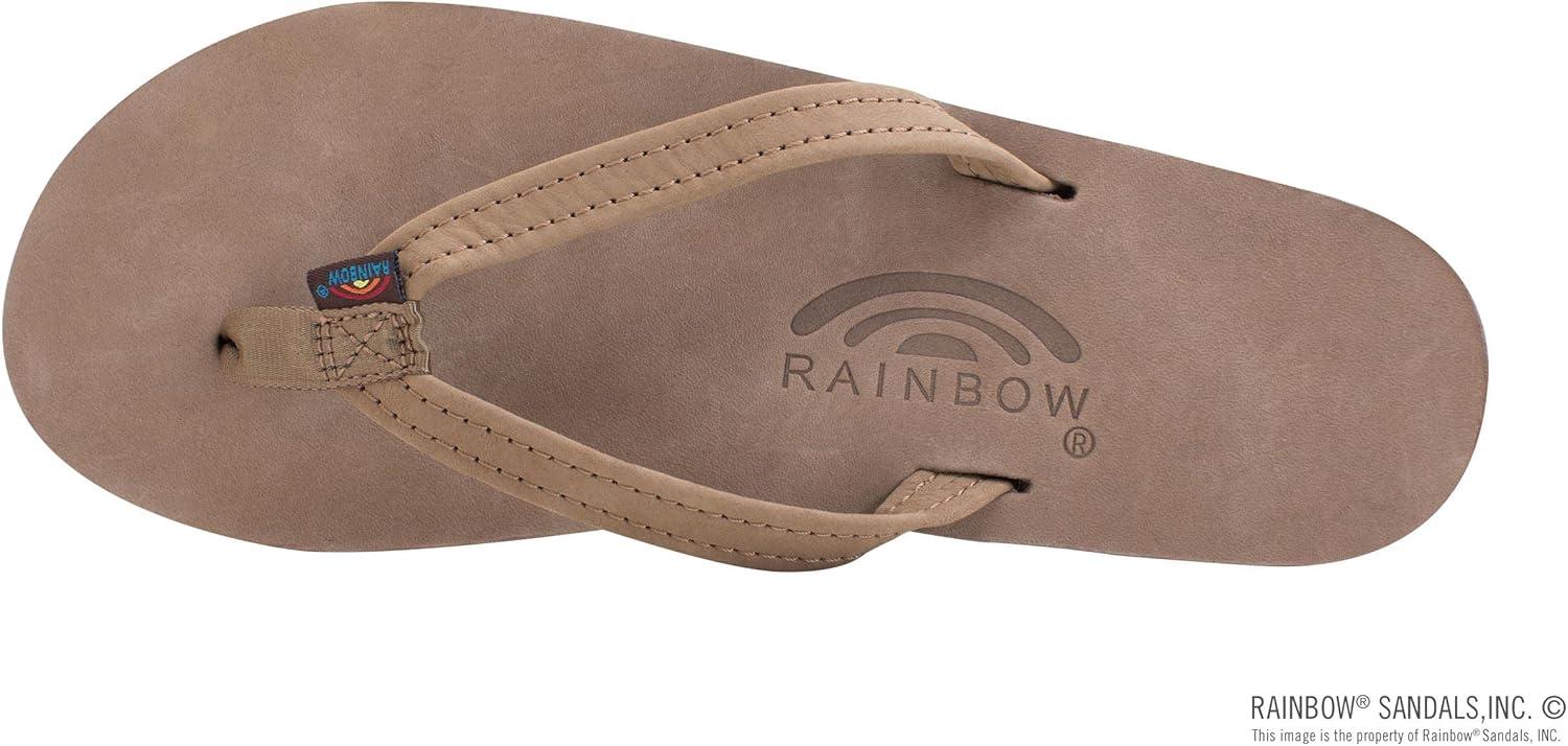 Rainbow Sandals Women’s Single Layer Leather Sandal Narrow Strap(Dark Brown)