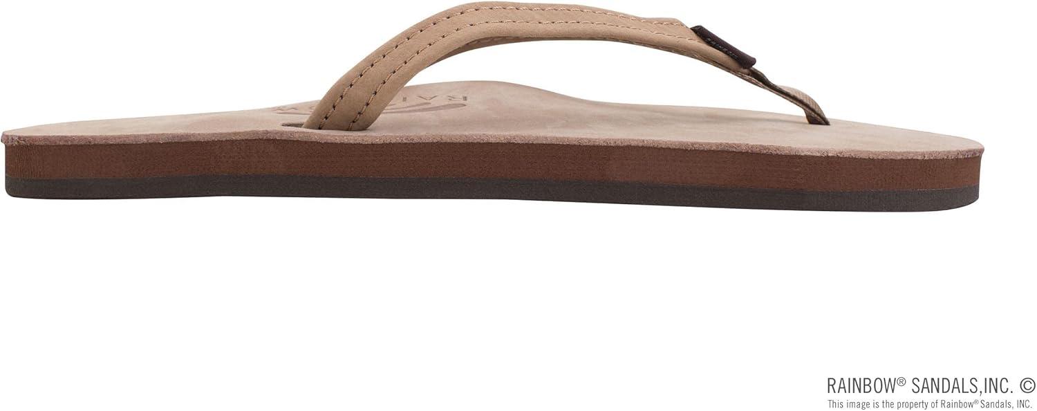 Rainbow Sandals Women’s Single Layer Leather Sandal Narrow Strap(Dark Brown)