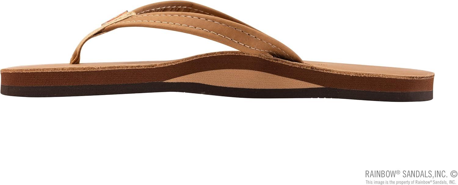 Rainbow Sandals Women’s Single Layer Leather Sandal Narrow Strap(Cafe)