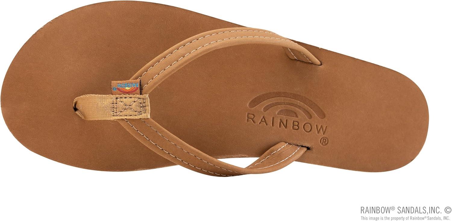 Rainbow Sandals Women’s Single Layer Leather Sandal Narrow Strap(Cafe)