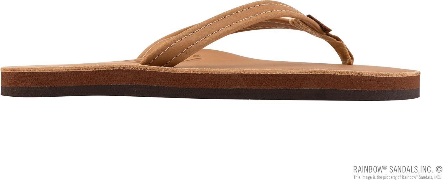 Rainbow Sandals Women’s Single Layer Leather Sandal Narrow Strap(Cafe)