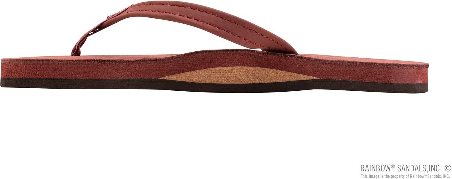 Rainbow Sandals Women’s Single Layer Leather Sandal Narrow Strap(Cognac)