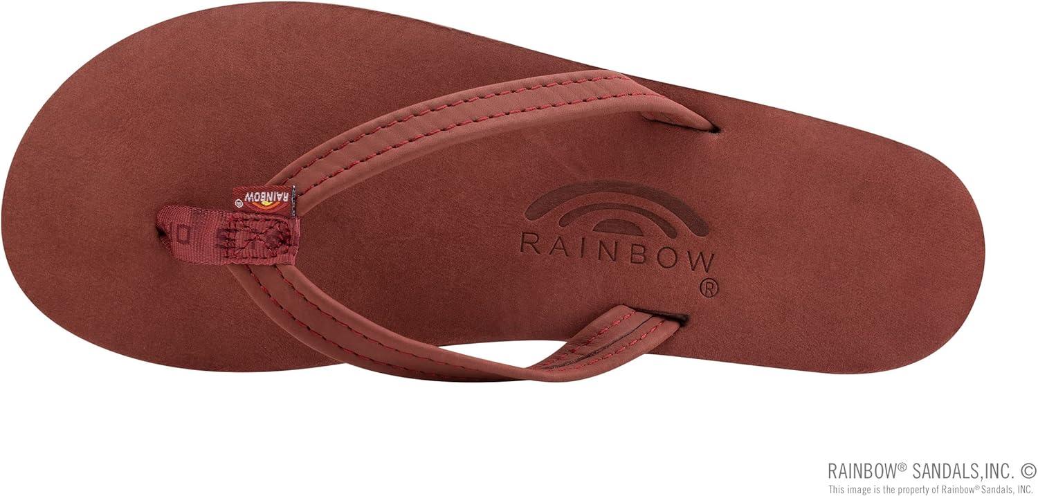 Rainbow Sandals Women’s Single Layer Leather Sandal Narrow Strap(Cognac)