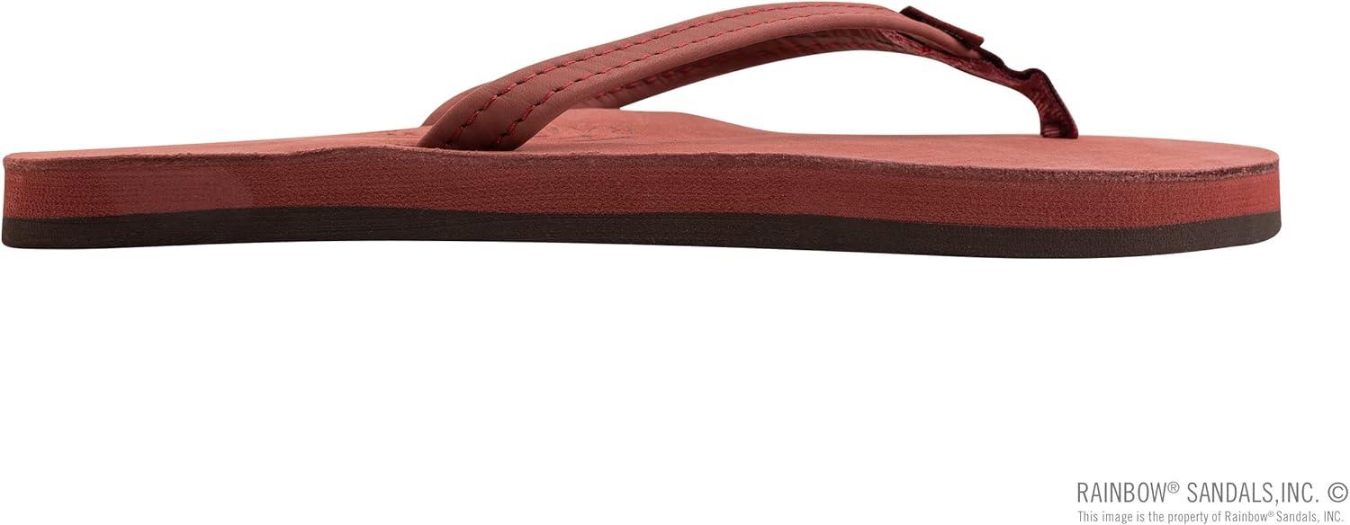 Rainbow Sandals Women’s Single Layer Leather Sandal Narrow Strap(Cognac)