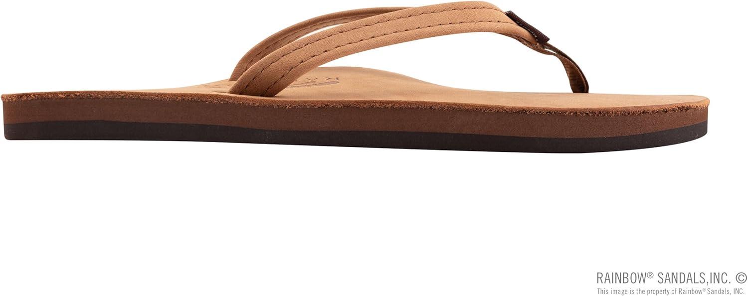 Rainbow Sandals Women’s Single Layer Leather Sandal Narrow Strap(Cinnamon)
