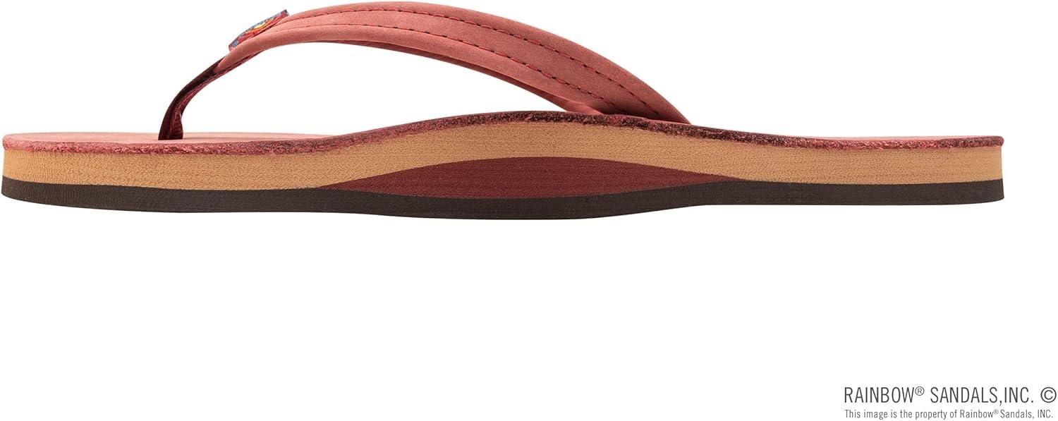 Rainbow Sandals Women’s Single Layer Leather Sandal Narrow Strap(Cognac W/Fawn Midsole)