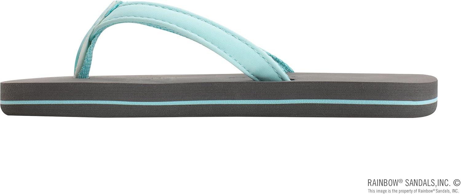 Rainbow Sandals Kid’s Grombow’s Soft Top Rubber w/Neoprene Narrow Strap(Aqua/Grey)