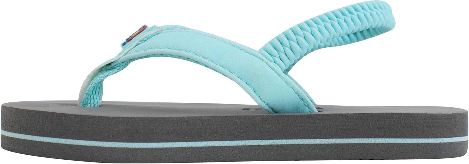 Rainbow Sandals Kid’s Grombow’s Soft Top Rubber w/Neoprene Narrow Strap(Aqua/Grey With Backstrap)